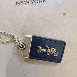Coach Black Leather Horse & Carriage Hang Tag